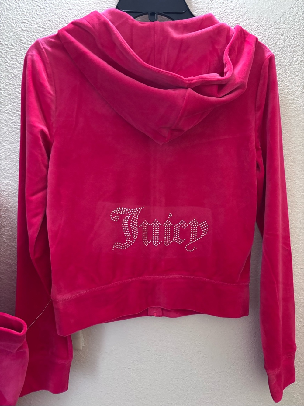 Juicy Couture Hot Pink Velour Rhinestone 'Juicy' Hoodie